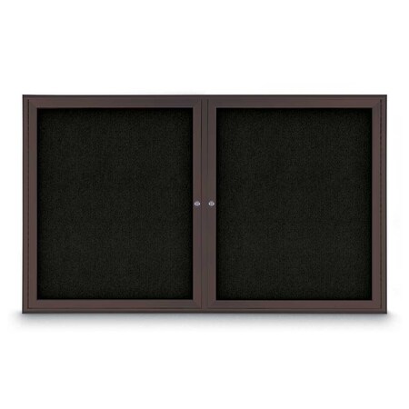 United Visual Products Sliding Door Indoor Enclosed Corkboard, 9 UV9030ACS-WHITE-COBACC